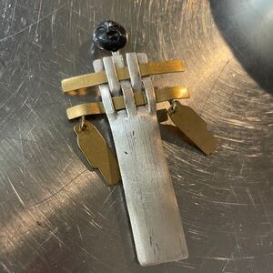 Handmade Modernist Mixed Metal Brooch Abstract Artisan Statement Pin